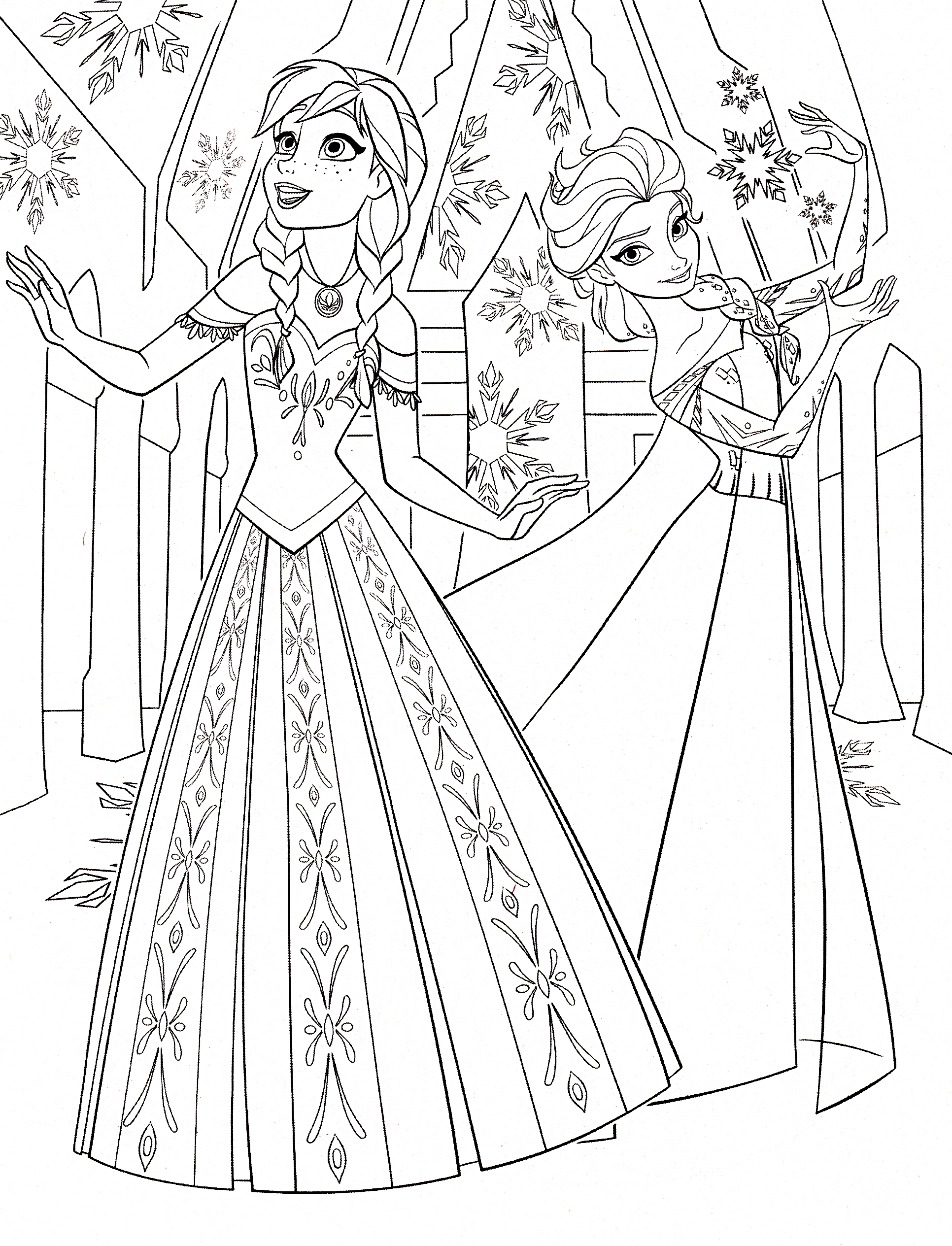 Coloriage Disney Elsa Anna